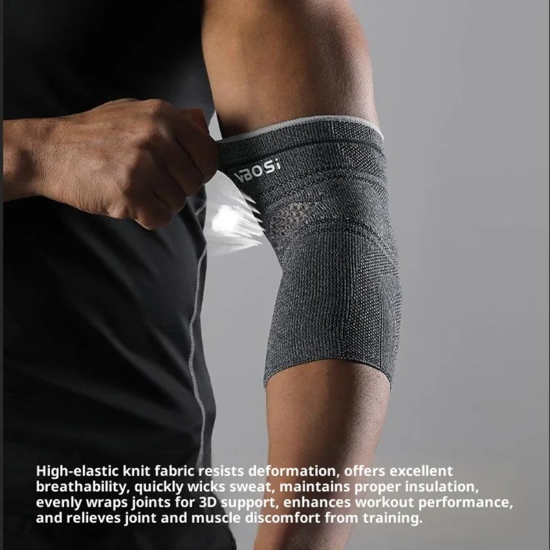 Suporte de Cotovelo VBOSI 7087V 1Pc Tamanho M para Basquete, Badminton, Manga de Compressão Respirável - Preto