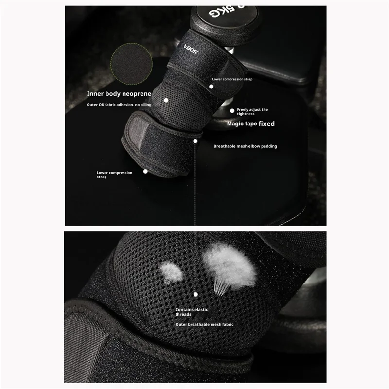 VBOSI 2338V 1Pc Adulte Soutien de Coude pour Entraînement de Basket-ball Protection des Articulations Manchon de Compression de Coude