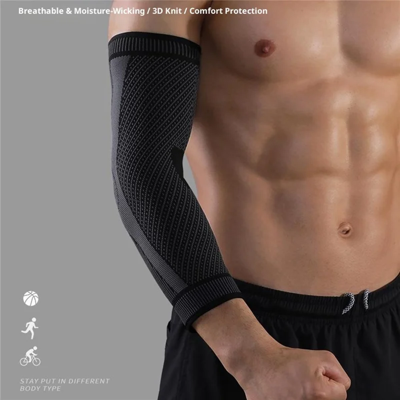 VBOSI 2437V 1PC Compression Elbow Sleeve M Size, 20-26cm Arm Guard Elbow Braces for Outdoor Sports - Black