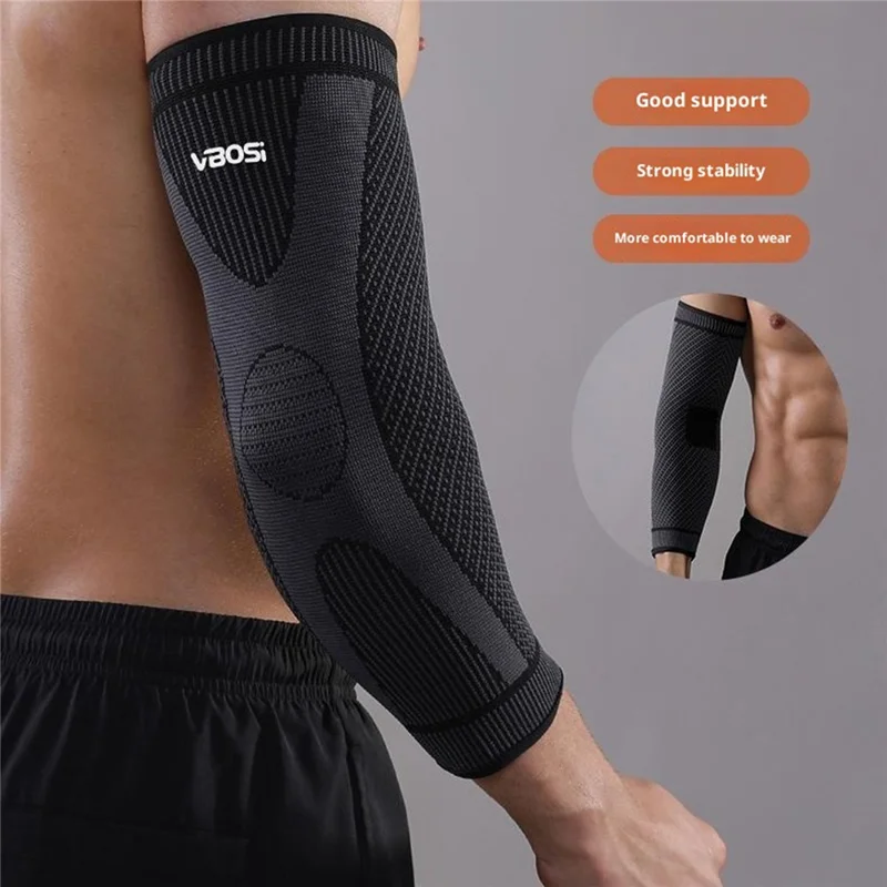 VBOSI 2437V 1PC Compression Elbow Sleeve L Size, 26-32cm Arm Guard Elbow Braces for Outdoor Sports - Black