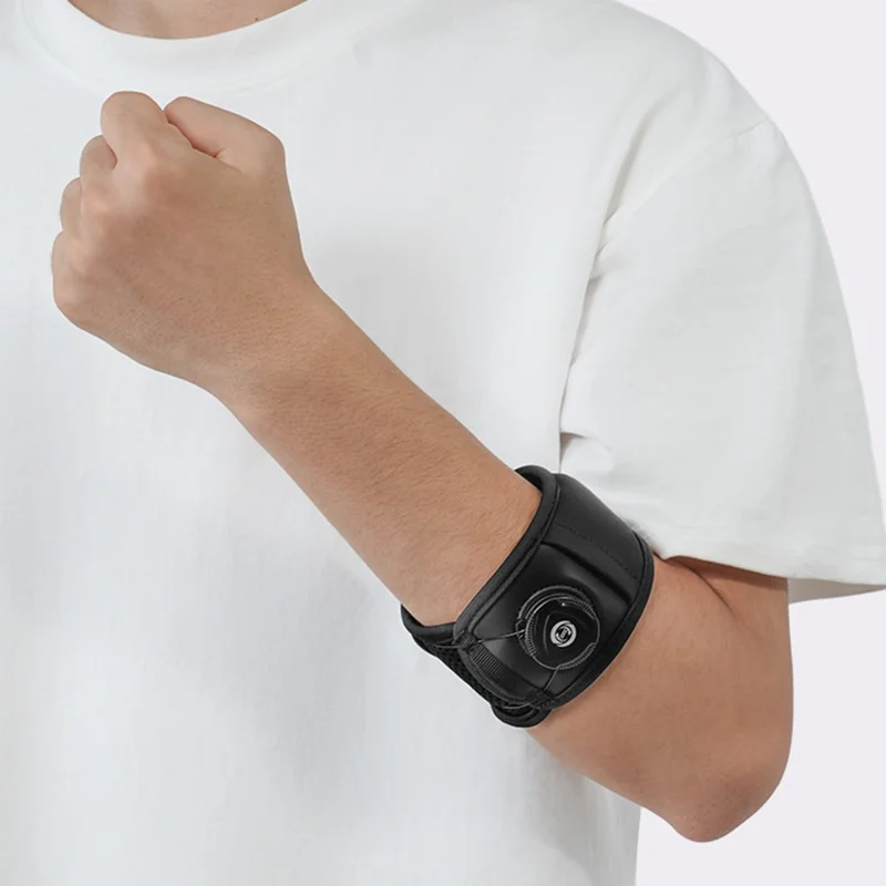 GOUNOD HS013 1 szt. Opaska na łokieć z regulowanym śrubokrętem do sprężania, opaska podpierająca ramię, opaska na łokieć z wbudowaną podkładką silikonową - Czarny M