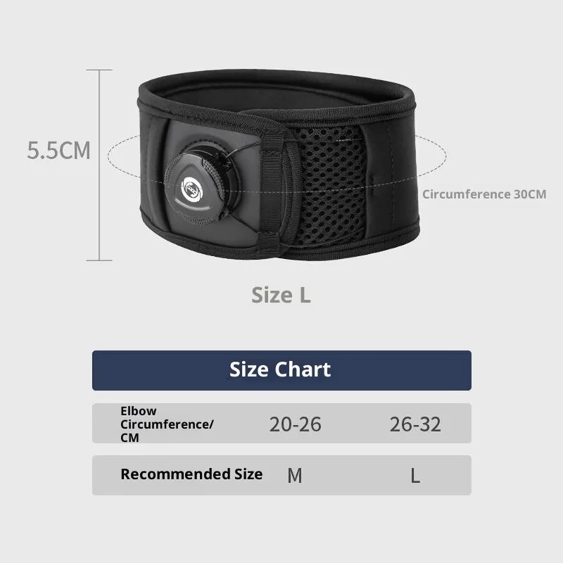 GOUNOD HS013 1 szt. Opaska na łokieć z regulowanym śrubokrętem do sprężania, opaska podpierająca ramię, opaska na łokieć z wbudowaną podkładką silikonową - Czarny M