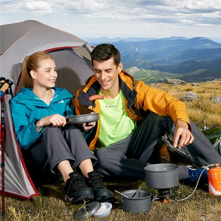 HEWOLF HW-K1342 Conjunto de utensilios de cocina portátiles antideslizantes resistentes a altas temperaturas para camping para 1-2 personas