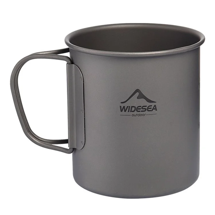 WIDESEA WSTT-375ML Tasse en alliage de titane ultra-légère 375 ml Mug à eau avec poignée pliable (Pas de certification FDA, sans BPA) pour le camping en plein air Pique-nique