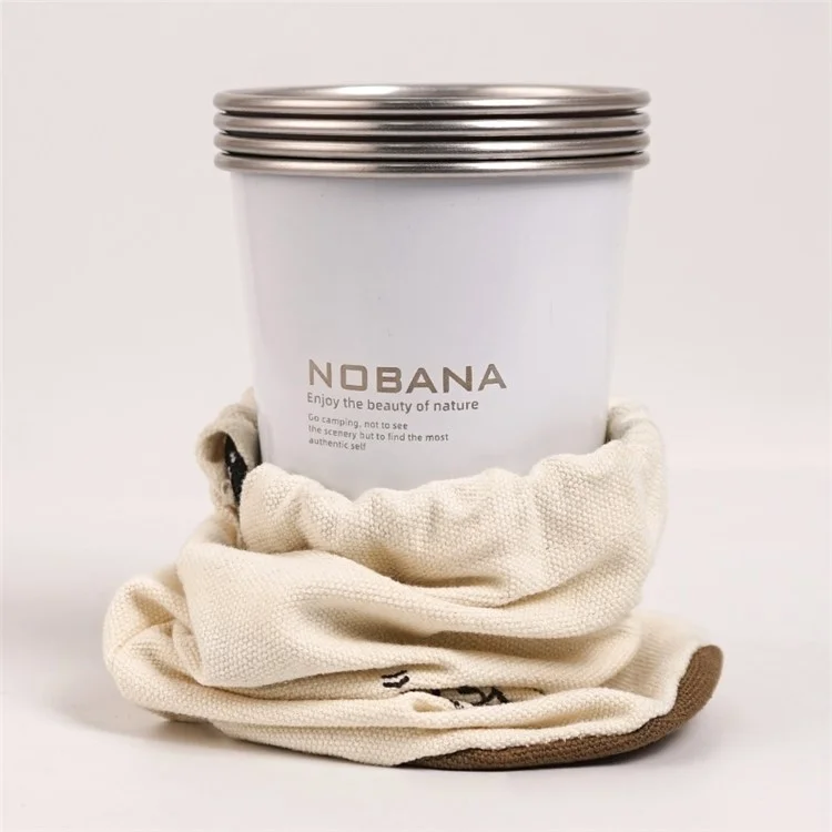 NOBANA 4PCS Tasses de Camping en Acier Inoxydable 304 sans BPA Non Certifié par la FDA, avec Sac de Rangement - Style Wilderness