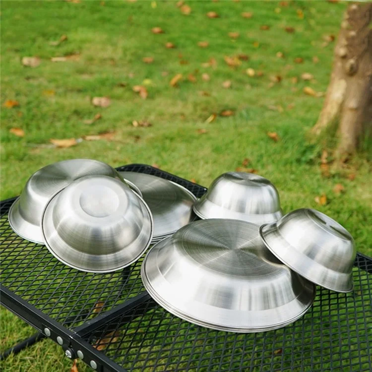 NOBANA 12PCS Riutilizzabile Camping Home Ciotole BBQ Piastre Escursionismo Picnic Stoviglie Piatti in Acciaio Inossidabile con Borsa di Conservazione (Senza BPA, Nessuna Certificazione FDA)