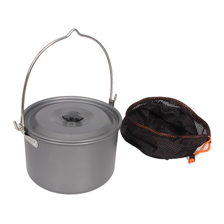 HALIN 4.2L Large Camping Pot Portable Hanging Pot with Lid for 6-8 People Hiking Backpacking (BPA-free, No FDA Certified)