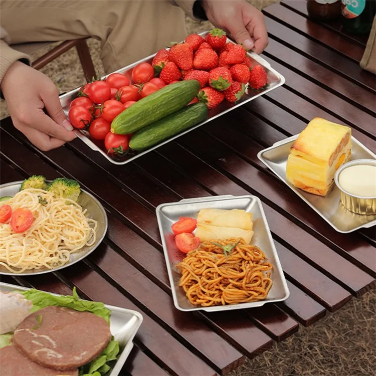 HALIN 3Piezas / Juego de Bandejas de Acero Inoxidable Rectangulares para Alimentos Bandeja de Frutas Bandeja de Servir de Cocina para Hornear (Sin Certificado FDA)