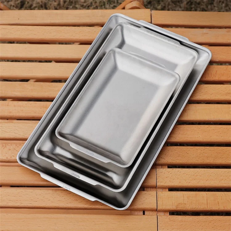HALIN 3Piezas / Juego de Bandejas de Acero Inoxidable Rectangulares para Alimentos Bandeja de Frutas Bandeja de Servir de Cocina para Hornear (Sin Certificado FDA)