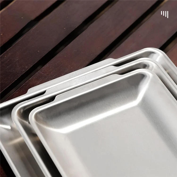 HALIN 3Piezas / Juego de Bandejas de Acero Inoxidable Rectangulares para Alimentos Bandeja de Frutas Bandeja de Servir de Cocina para Hornear (Sin Certificado FDA)