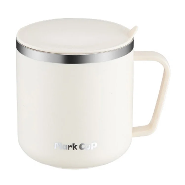 HALIN 350ML PP+304 Stainless Steel Water Cup Tea Milk Coffee Mug with Lid (No FDA Certificate, BPA-Free) - Apricot