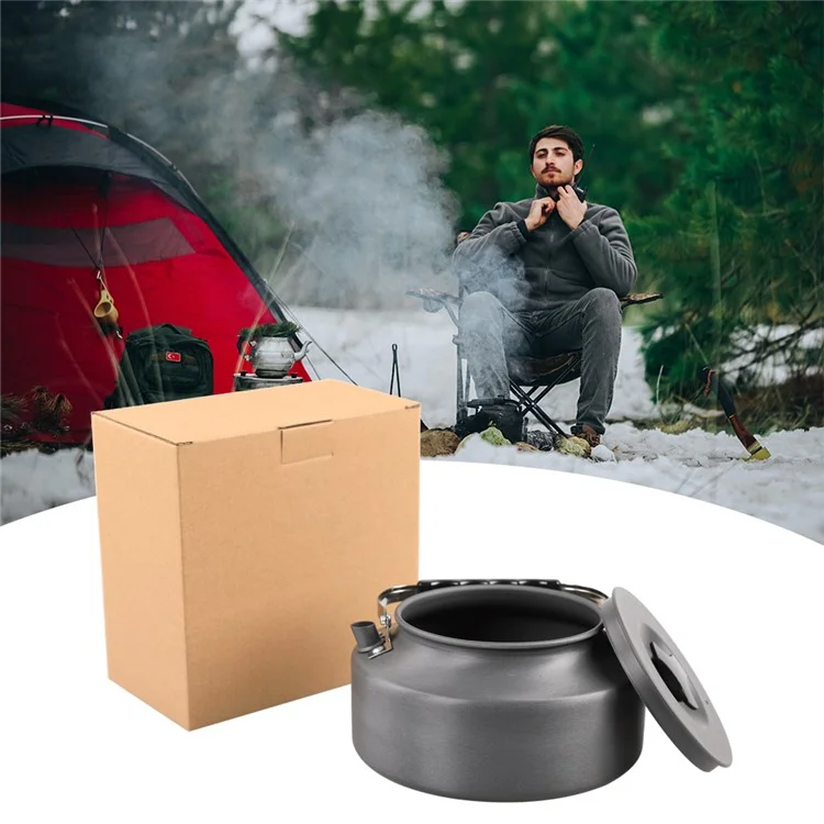 AOTU 1.6L Outdoor Water Kettle Camping Picnic Aluminum Alloy Coffee Pot Teapot (BPA-free, No FDA Certification) - Orange Handle