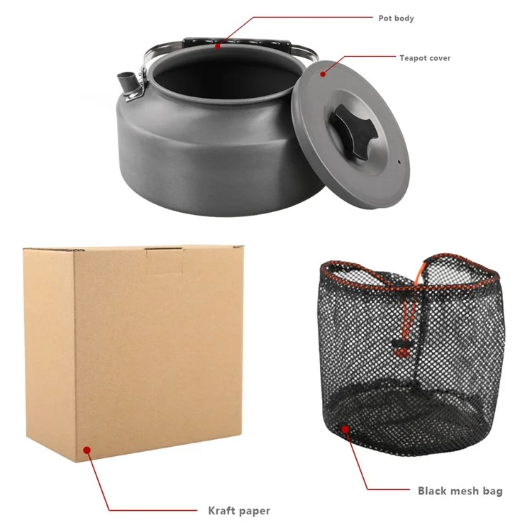 AOTU 1.6L Outdoor Water Kettle Camping Picnic Aluminum Alloy Coffee Pot Teapot (BPA-free, No FDA Certification) - Orange Handle