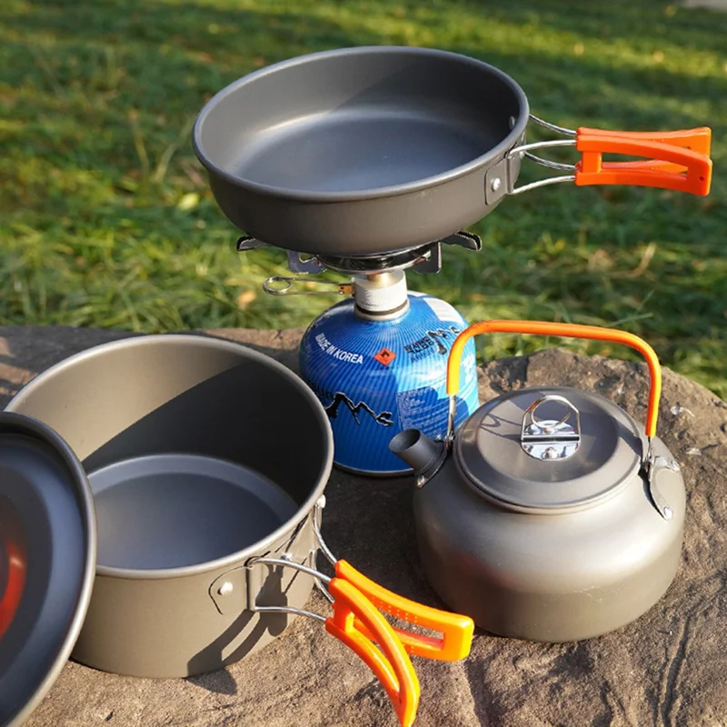 AOTU AT6384-2 Conjunto de Panelas Portáteis para Acampamento Ao Ar Livre e Piquenique para 2-3 Pessoas (Sem FDA, Livre de BPA) - Preto