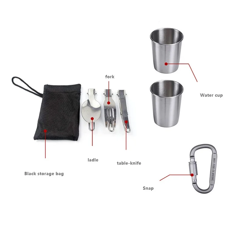 AOTU NB6803-14 Juego de utensilios de cocina para camping al aire libre para 2-3 personas, sartén portátil con asas para picnic (sin FDA, sin BPA) - Naranja