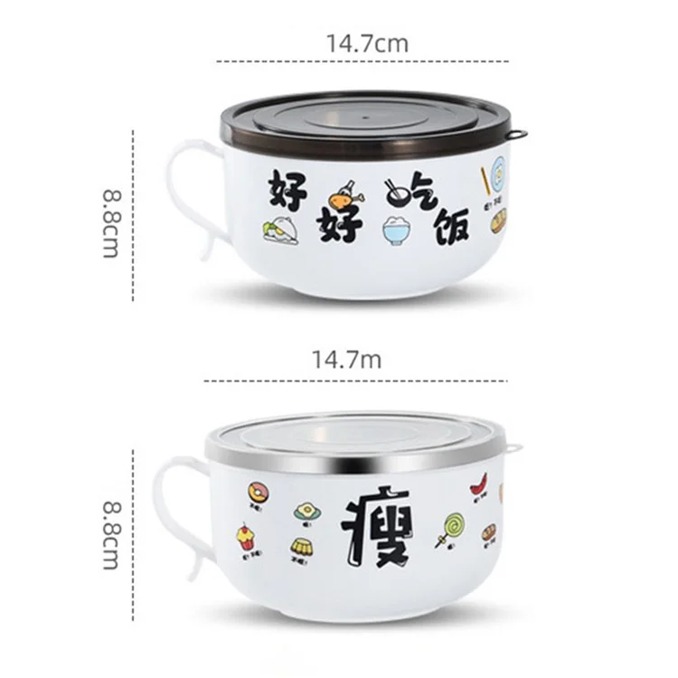 AOTU 900ML Bol Térmico de PP + Acero Inoxidable con Tapa y Asa para Fideos Instantáneos, Sopa (Sin BPA, Sin Certificación FDA) - Negro