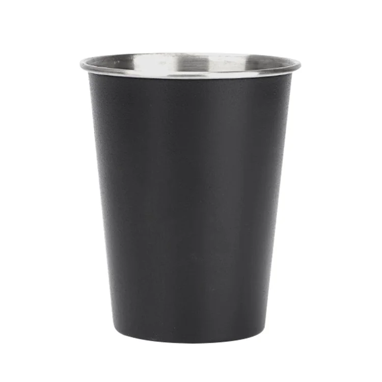 HW1159 350ML Camping Picnic Water Cup Outdoor 304 Stainless Steel Drink Mug (No FDA Certificate, BPA-free) - Preto