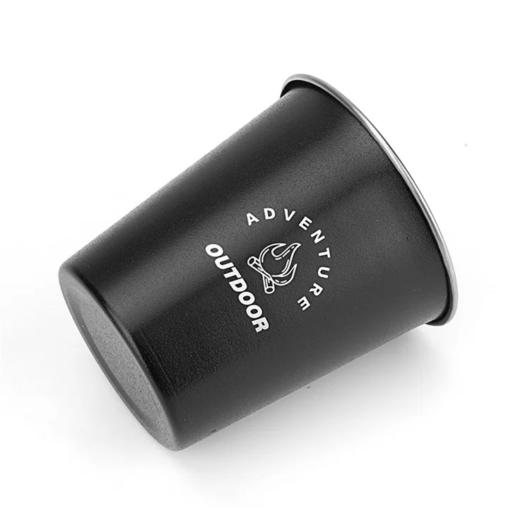 HW1159 350ML Camping Picnic Water Cup Outdoor 304 Stainless Steel Drink Mug (No FDA Certificate, BPA-free) - Preto