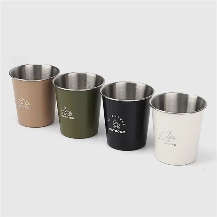 HW1159 250ML Outdoor Camping Picnic Water Cup 304 Acciaio Inossidabile Tazza (Senza Certificato FDA, Senza BPA) - Nero