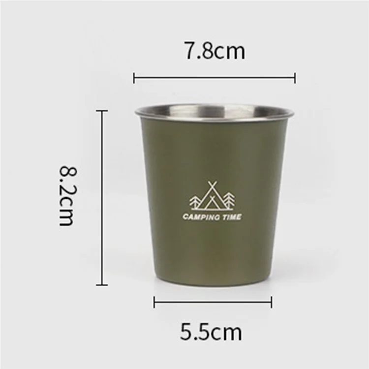 HW1159 250 ml de Camping Extérieur Camping Picnic Water Cup 304 Tasse en Acier Inoxydable (pas de Certificat Fda, Sans Bpa) - Noir