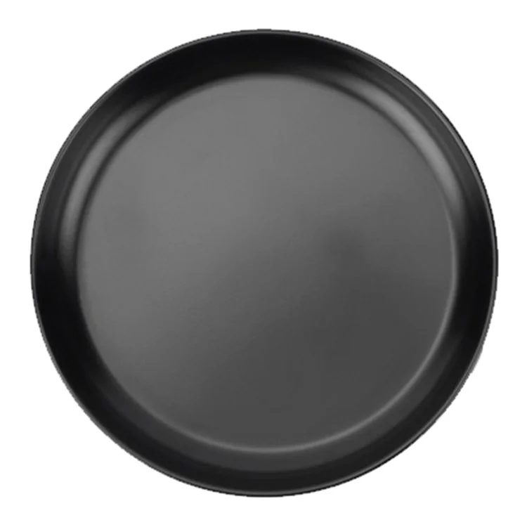 HW1040 Stainless Steel Plate 17.5cm Non-stick Coating Dinner Dishes for Outdoors Camping (FDA-Free) - Black