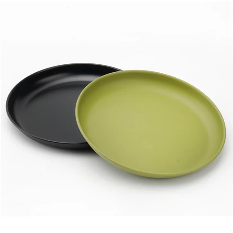 HW1040 Stainless Steel Plate 17.5cm Non-stick Coating Dinner Dishes for Outdoors Camping (FDA-Free) - Black