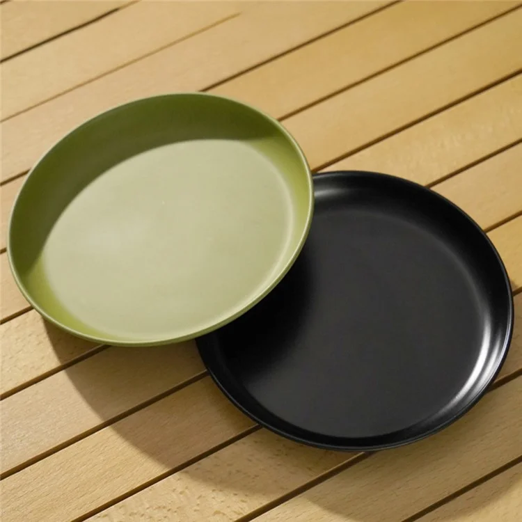 HW1040 Stainless Steel Plate 17.5cm Non-stick Coating Dinner Dishes for Outdoors Camping (FDA-Free) - Black