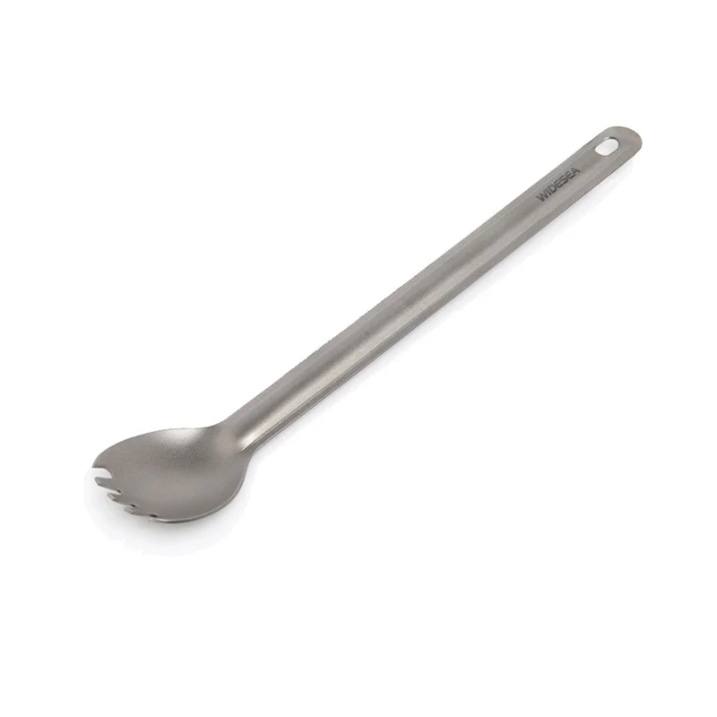 WIDESEA WSTT-111 2-in-1 Long Handle Spoon Fork Pure Titanium Outdoor Camping Cutlery (No FDA, BPA Free)