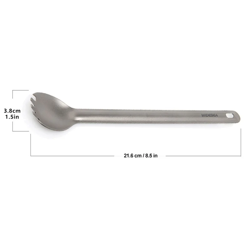 WIDESEA WSTT-111 2-in-1 Long Handle Spoon Fork Pure Titanium Outdoor Camping Cutlery (No FDA, BPA Free)
