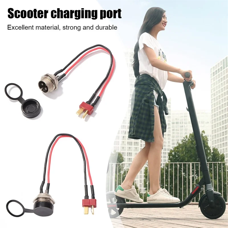 For KUGOO M4 10inch Electric Scooter Charging Interface Power Cable Charging Socket Port Plug - Bullet Head