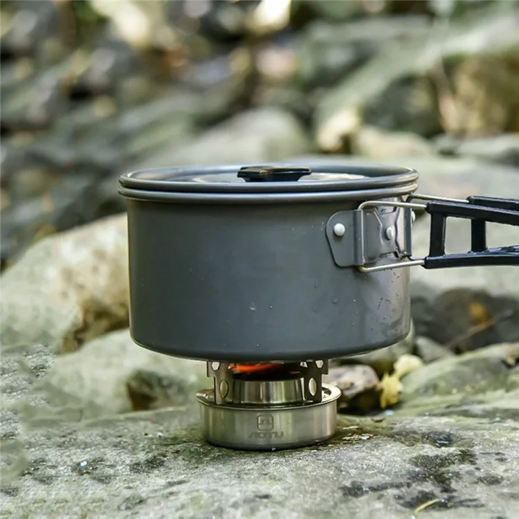 Réchaud Portable à Alcool en Acier Inoxydable AOTU pour le Camping en Plein Air, le Pique-Nique, la Randonnée