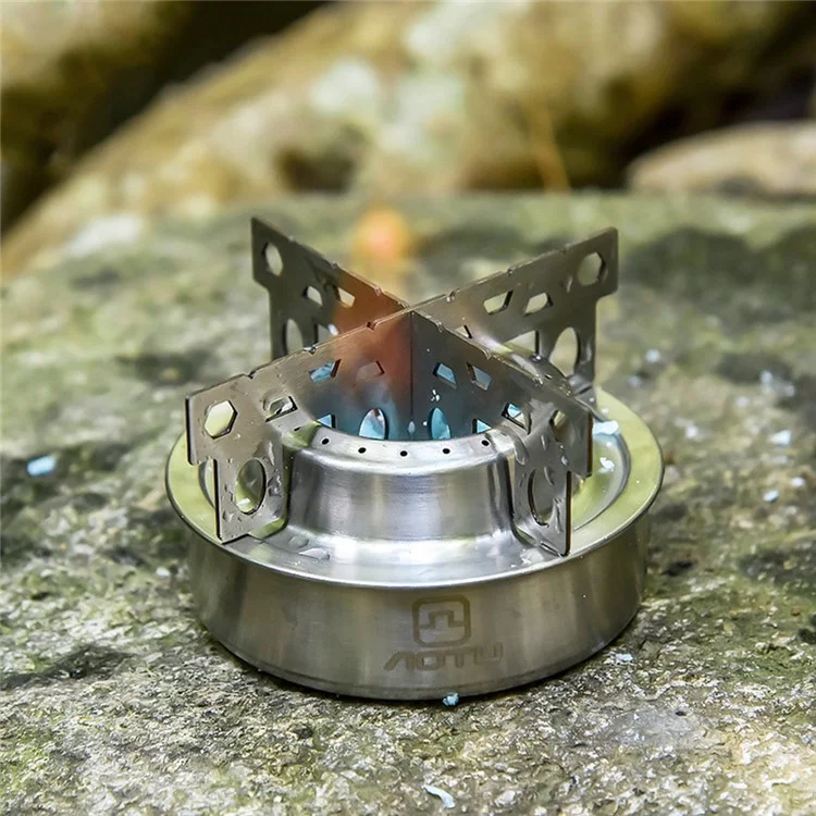 Réchaud Portable à Alcool en Acier Inoxydable AOTU pour le Camping en Plein Air, le Pique-Nique, la Randonnée