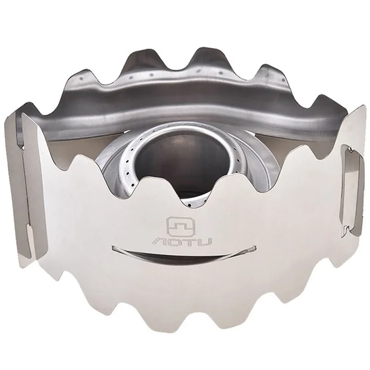 Brûleur de camping AOTU, brûleur à alcool en acier inoxydable avec pare-brise