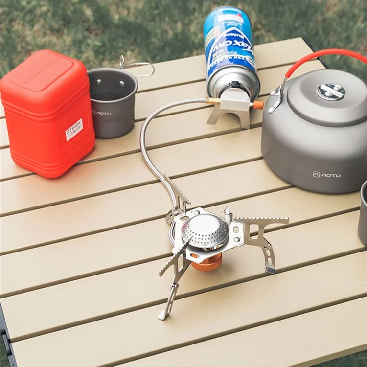AOTU AT6404 3500W Réchaud de camping Brûleur à gaz Outil de cuisson avec boîte de rangement