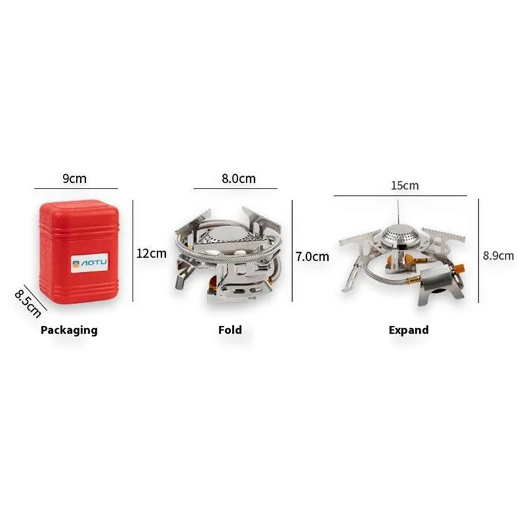 AOTU AT6404 3500W Réchaud de camping Brûleur à gaz Outil de cuisson avec boîte de rangement