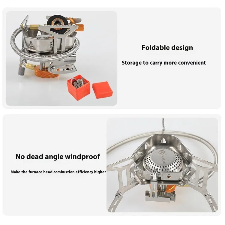 HALIN DS503 Camping Portable Gas Stove Burner Cooking Stove with Fuel Canister Adapter - Black