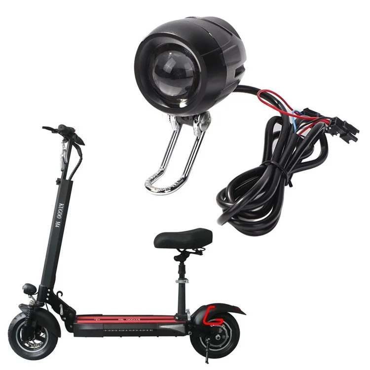 Pour la trottinette électrique KUGOO M4 de 10 pouces, lampe avant 24-48V LED avec klaxon Accessoire