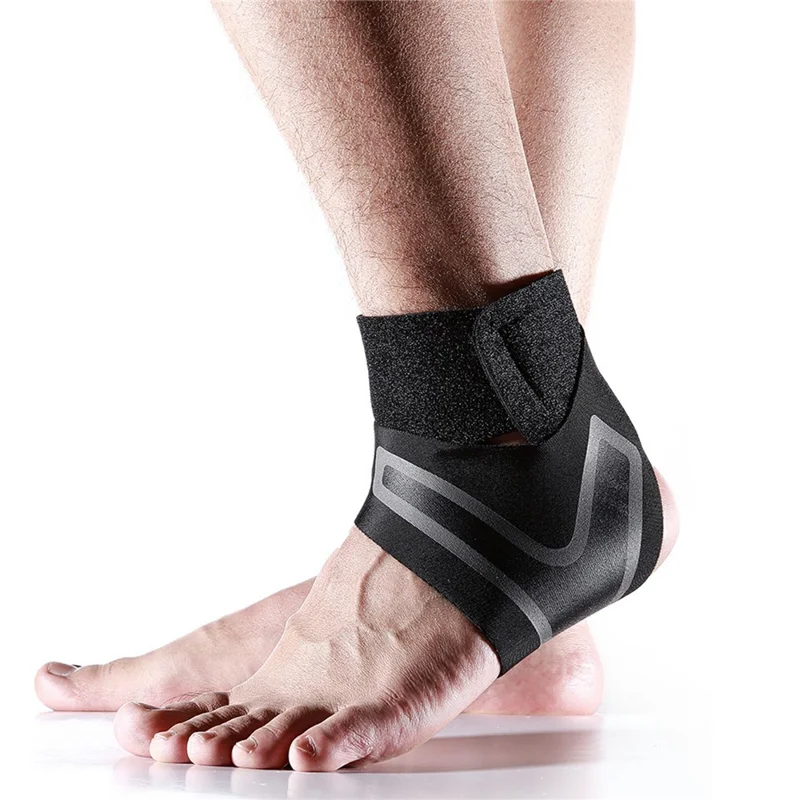 AB036 1Pc Adjustable Ankle Support Brace Compression Ankle Protector Strap for Outdoor Sports - Black / Left S
