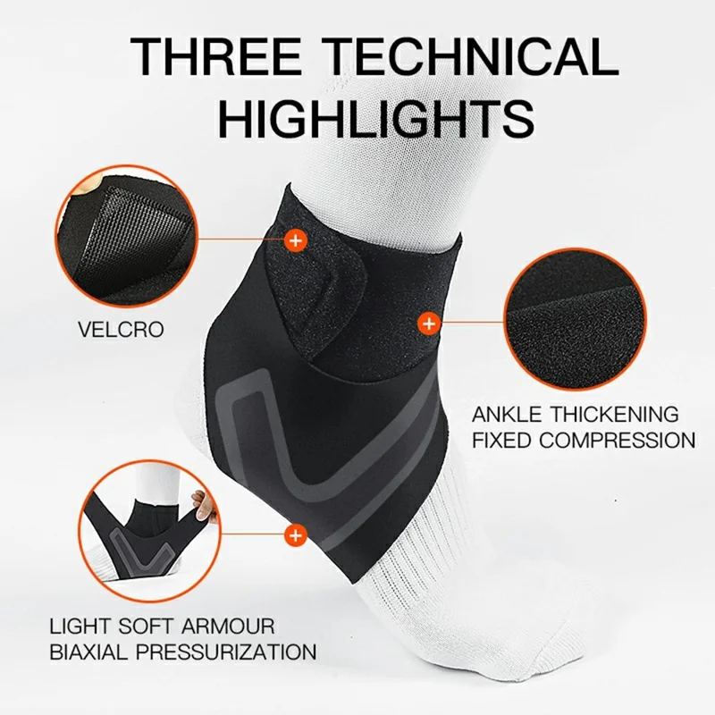 AB036 1Pc Adjustable Ankle Support Brace Compression Ankle Protector Strap for Outdoor Sports - Black / Left S