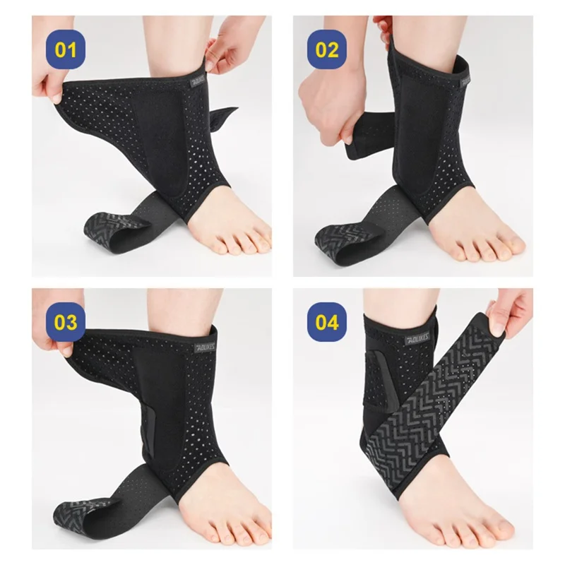 AOLIKES 7123 1Pc Compression Ankle Brace Adjustable Ankle Support Breathable Sports Basketball Ankle Brace - Right L
