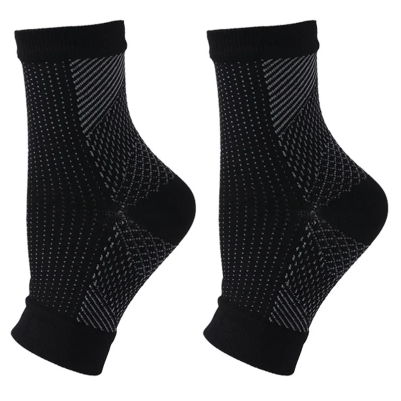 1 Pair XXL Size 45 and Above Compression Socks Women Half-Foot Ankle Support Elastic Socks for Fitness Skipping Cycling - Black + White