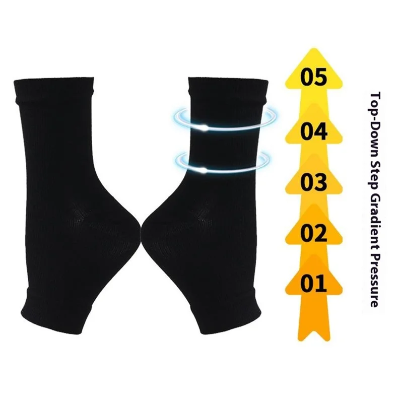 1 Pair XXL Size 45 and Above Compression Socks Women Half-Foot Ankle Support Elastic Socks for Fitness Skipping Cycling - Black + White