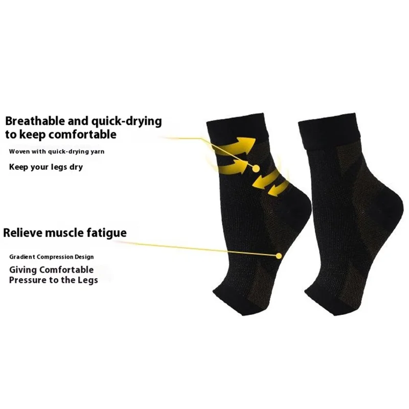 1 Pair XXL Size 45 and Above Compression Socks Women Half-Foot Ankle Support Elastic Socks for Fitness Skipping Cycling - Black + White