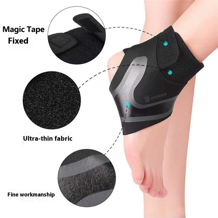 WOSWEIR AN0207 2 Pièces Taille M Support de Cheville Unisexe Réglable Protection de Blessure Sportive Protège-Cheville SBR - Noir