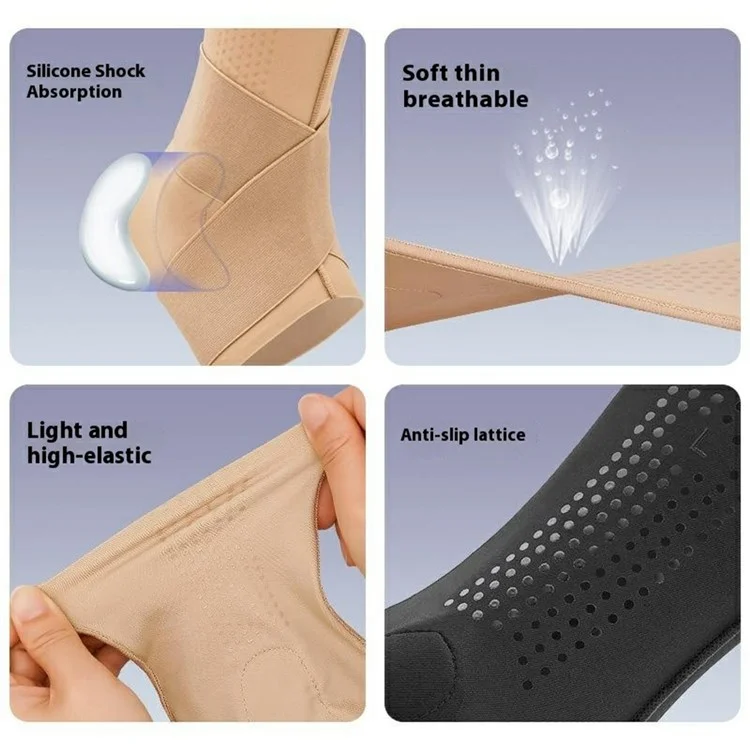 AOLIKES 7124 1Pc Shock Absorption Ankle Support Brace Open Heel Compression Sleeve for Sports Injury Prevention - Black / M