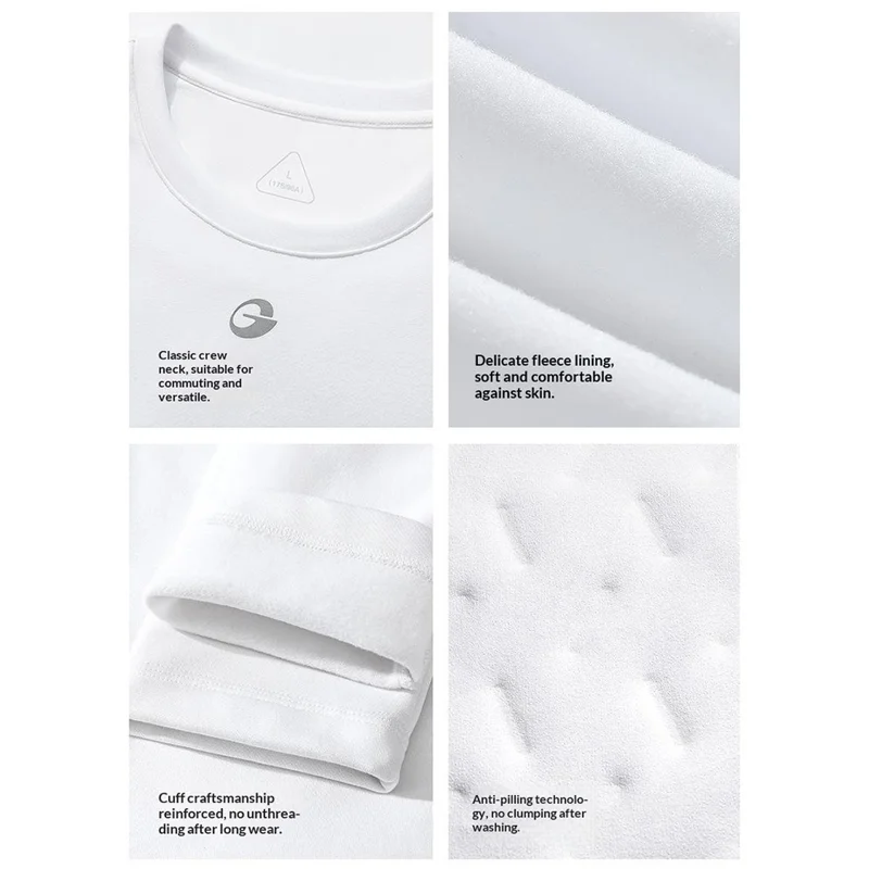 GOLOVEJOY TX04 Podkoszulek damska/męska z puchem, klasyczna koszula z długim rękawem i okrągłym dekoltem, z wzmocnionymi mankietami - Czarny / S