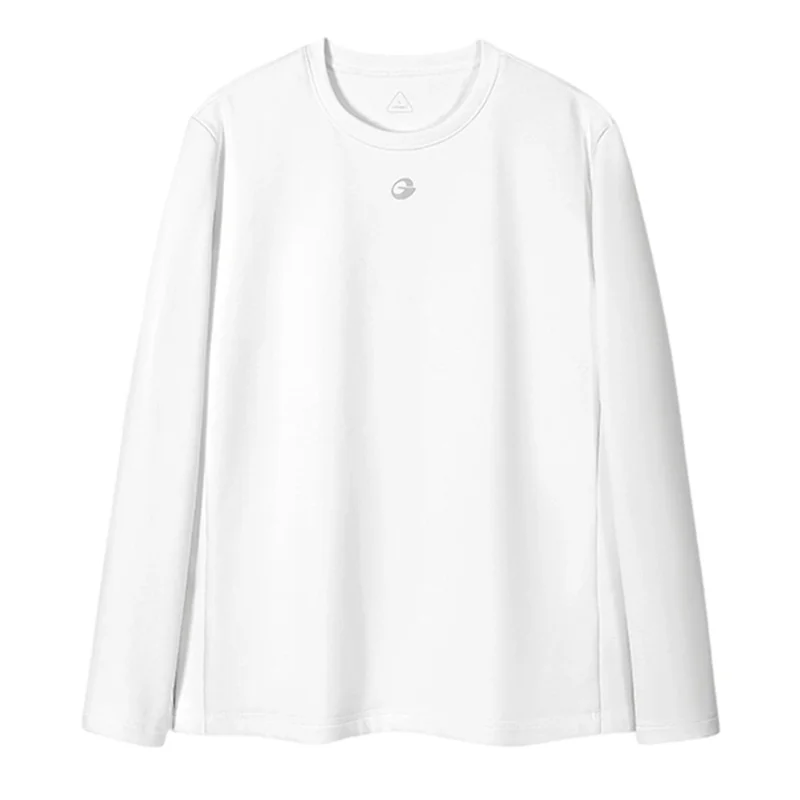 GOLOVEJOY TX03 Unisex Down Base Layer Classic Round Neck Long Sleeve Shirt for Autumn / Winter Wear - White / S