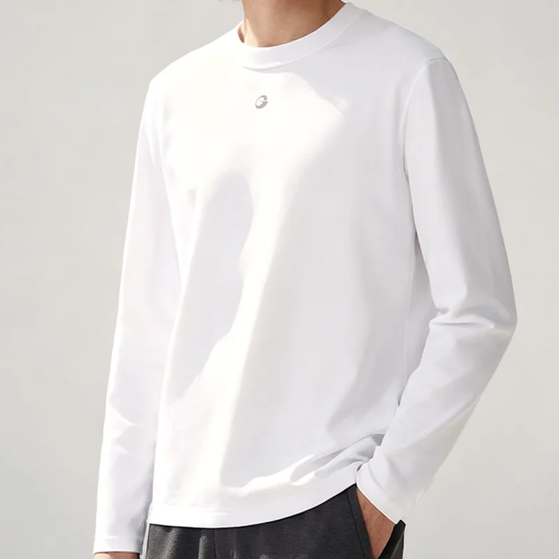 GOLOVEJOY TX03 Unisex Down Base Layer Classic Round Neck Long Sleeve Shirt for Autumn / Winter Wear - White / S