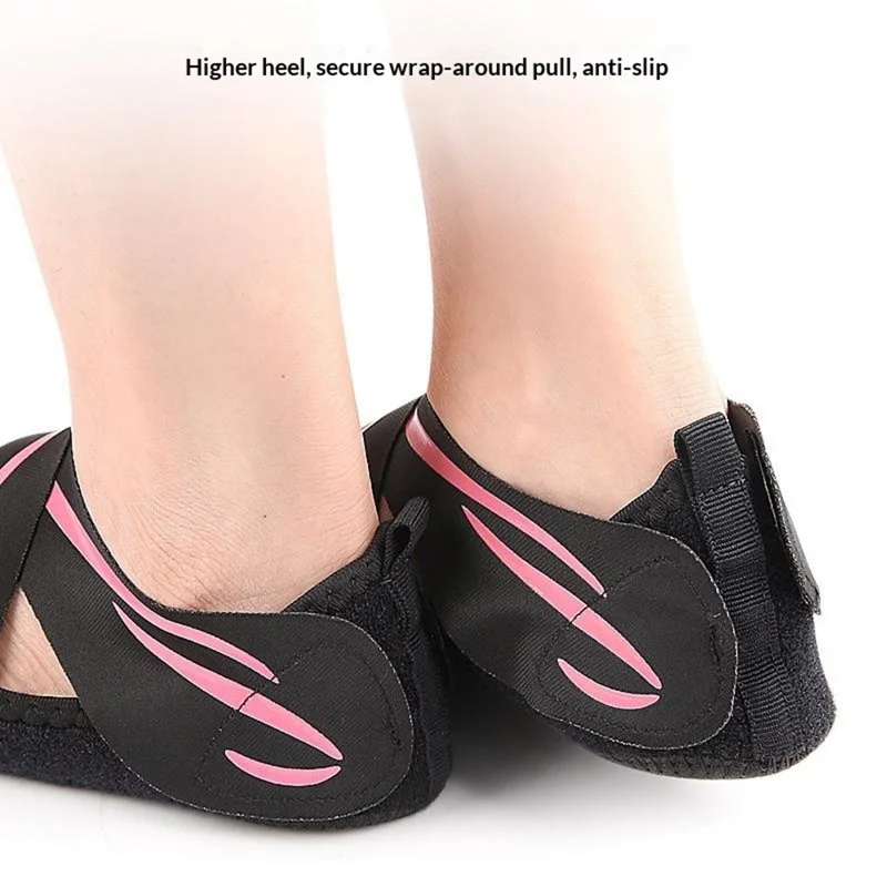 055 1Pair S Size Adjustable Yoga Shoes Open Toe Wide Strap Non-Slip Silicone Sole for Dance  /  Pilates  /  Exercise - Pink