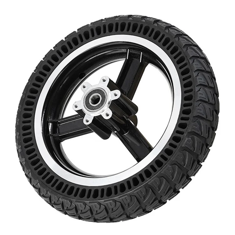 For Kugoo M4 10-Inch Electric Scooter Front Wheel Solid Tire Hub Assembly Replacement Anti-slip Explosion-Proof Solid Tire
